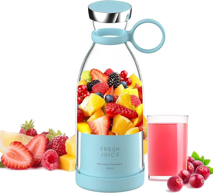 Portable Juicer Blenders For Smoothies And Juices USB Rechargeable Mini 320ml Juicer Bottle Blender Shake Maker Electric Battery Mixer Grinder Machine, Travel Juice Maker for Fruits