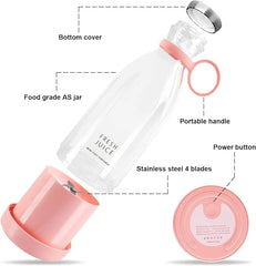 Portable Juicer Blenders For Smoothies And Juices USB Rechargeable Mini 320ml Juicer Bottle Blender Shake Maker Electric Battery Mixer Grinder Machine, Travel Juice Maker for Fruits
