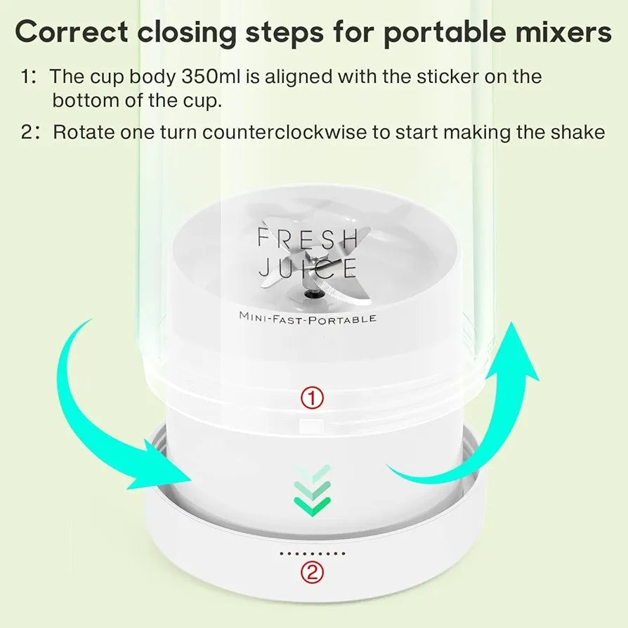 Portable Juicer Blenders For Smoothies And Juices USB Rechargeable Mini 320ml Juicer Bottle Blender Shake Maker Electric Battery Mixer Grinder Machine, Travel Juice Maker for Fruits