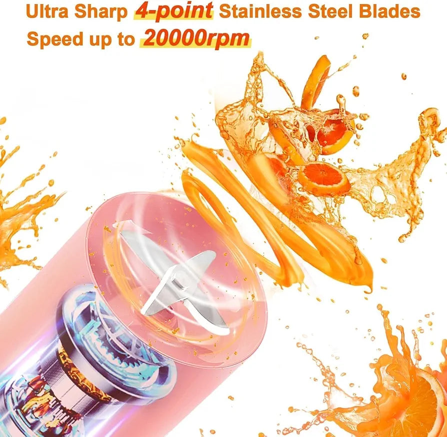 Portable Juicer Blenders For Smoothies And Juices USB Rechargeable Mini 320ml Juicer Bottle Blender Shake Maker Electric Battery Mixer Grinder Machine, Travel Juice Maker for Fruits