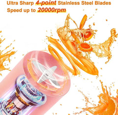 Portable Juicer Blenders For Smoothies And Juices USB Rechargeable Mini 320ml Juicer Bottle Blender Shake Maker Electric Battery Mixer Grinder Machine, Travel Juice Maker for Fruits