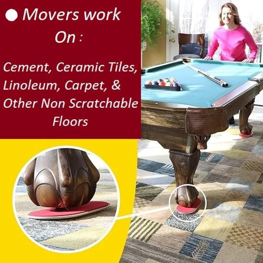 Cozron Ruby Movers Furniture Sliders for Carpet As Seen on TV, Effortlessly Heavy Couches, Recliners, Bookcases & Appliances with Ease, Extra-Large Size Fits Bulky Legs.