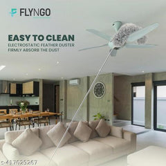 Microfiber Feather Duster Bendable & Extendable Fan Cleaning Duster with 100 inches Expandable Pole Handle Washable Duster for High Ceiling Fans, Window Blinds, Furniture (Grey)
